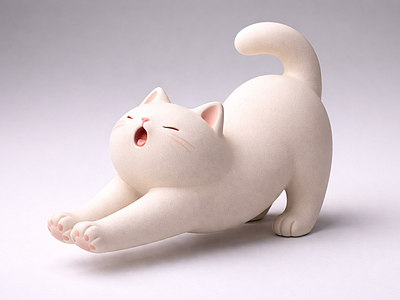 奶油风其他摆件 小猫 陶艺 雕塑 美陈 AI渲染