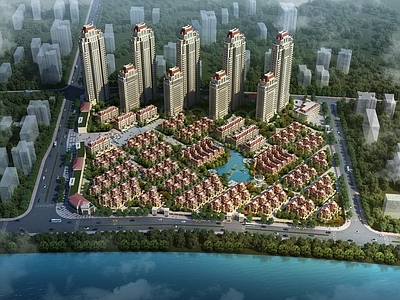 欧式鸟瞰规划 住宅规划 住宅鸟瞰