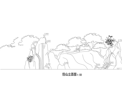 中式假山水景图库 假山 施工图