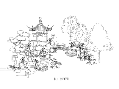 中式假山水景图库 假山 施工图