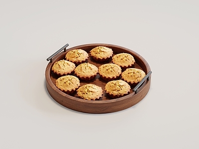 原木风托盘 圆形实木托盘 面包展柜面包货架 复古中古面包店 面包柜面包道具 面包堆头面包摆件