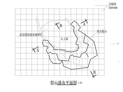 中式假山水景图库 假山 施工图