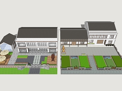 新中式乡村庭院 乡村民宿 民宿庭院 乡村农家乐 乡村民居院落 乡村民居庭院