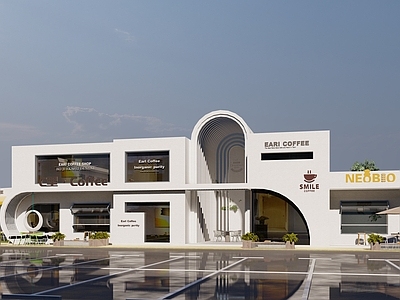 现代餐饮建筑 特色咖啡店 休闲区小店 景区小卖部