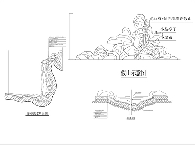 中式假山水景图库 假山 施工图