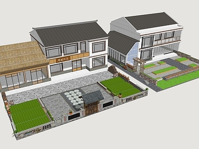 新中式乡村庭院 乡村农家乐 乡村民宿 乡村民居庭院 民宿建筑院落 乡村建筑民居