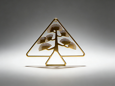 新中式挂件 金属 松树 挂件 雕塑 摆件