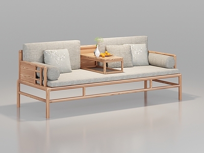 新中式罗汉床 罗汉床 实木布艺