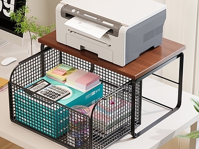 现代简约置物架 打印机 办公桌 显示屏d 电脑 摆件