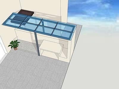 现代简约雨棚 玻璃雨棚