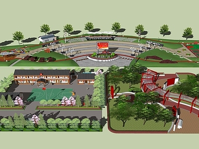 新中式乡村公园 红色文化乡村广场