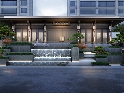 新中式小区建筑 中式大门 中式住宅入口 中式售楼处大门