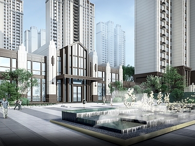 新古典主义售楼处建筑 售楼处大门 售楼处入口