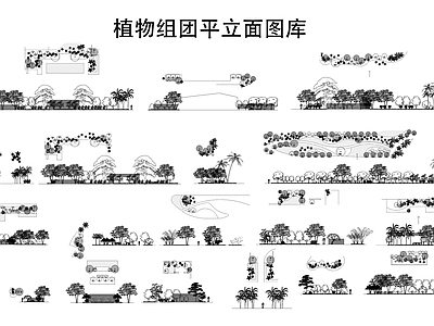 植物图例库 植物组团平立面图 施工图