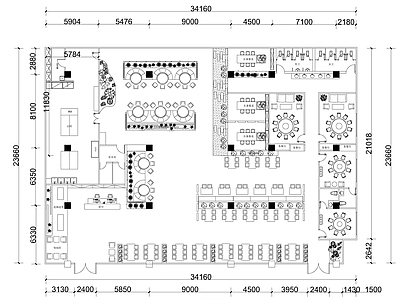 现代其他餐饮空间 餐饮空间平面图 中餐厅 施工图