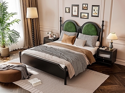 中古风双人床 中古风法式双人床