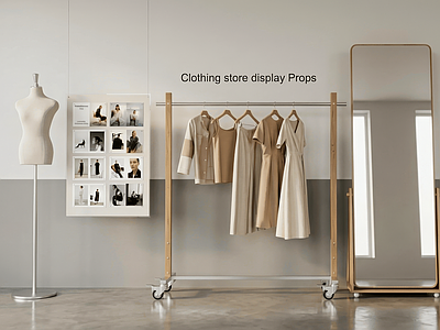 奶油风展示用品 服装店货架镜子