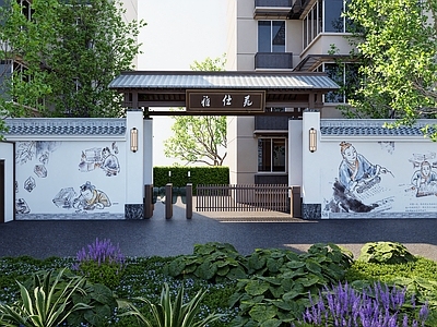 新中式入口大门 老旧小区大门改造 老旧小区大门 城市更新大门改造 小区大门改造