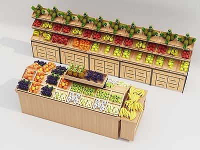 原木风货架 超市水果蔬菜架