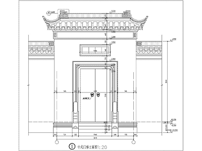 入户门 中式门楼 中式入户门 施工图