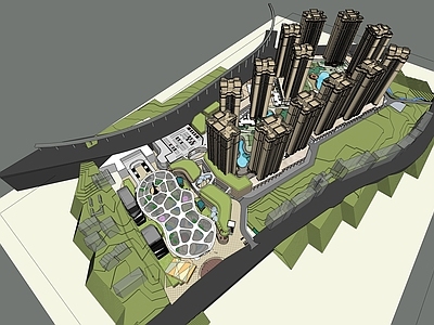 现代小区建筑 重庆鲁能巴南 新古典住宅 商业综合体