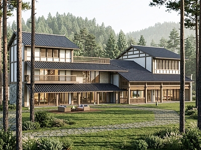 新中式民宿建筑 民宿建筑