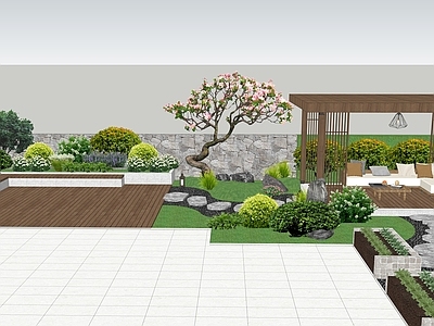 新中式景观别墅庭院