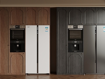 中古风开放式厨房 冰箱柜 橱柜