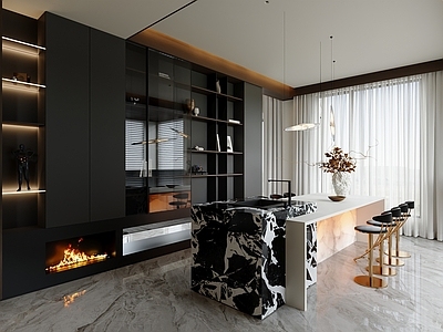 现代轻奢别墅餐厅