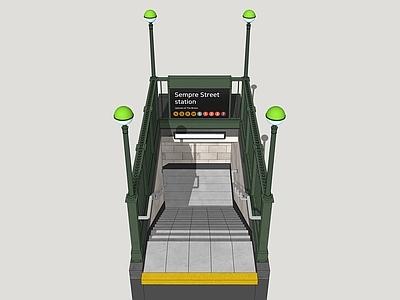 复古公交站台 地下通道 地下入口 地下通道入口 下沉道路入口