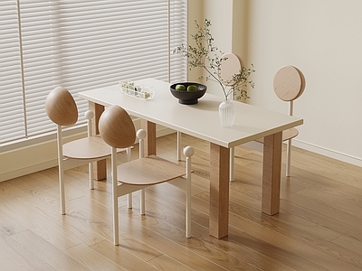 奶油风休闲桌椅 餐桌椅
