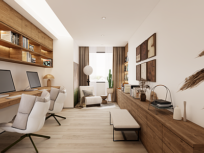 原木风书房 侘寂风书房 原木风书房 休闲书房 原木中古书房