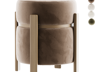 原木奶油风沙发凳