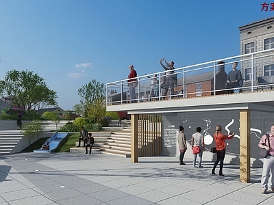 现代滨水景观 滨水平台滨水公园 观景平台 口袋公园