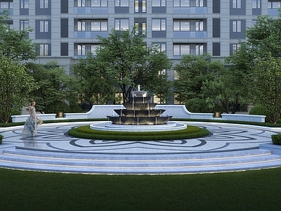 新古典主义喷泉 欧式住宅景观 欧式水景 欧式喷泉