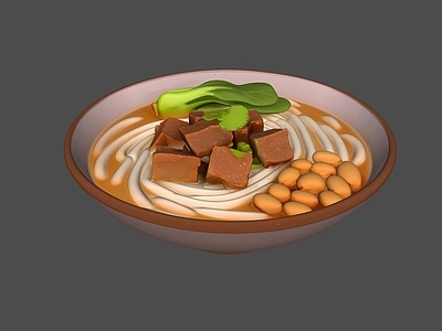 卡通写实风餐具 粉面艺术装置