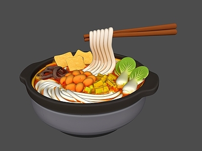 卡通写实风餐具 粉面艺术装置