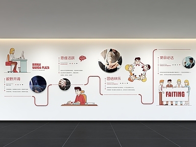 现代简约办公室 办公文化墙 展示墙 背景墙 宣传栏 口号