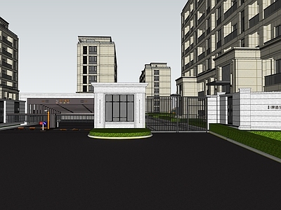 现代新古典小区建筑 欧式住宅大门 欧式住宅入口