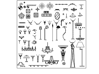 现代简约灯具图库 落地灯 施工图