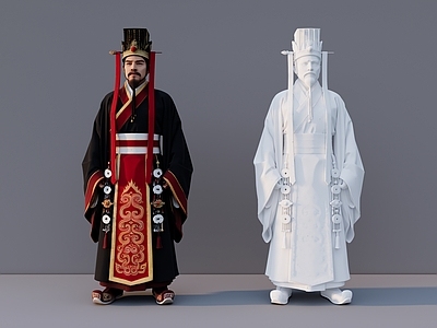 新中式虚拟人物 古代人物 古代人物雕塑 人物雕塑