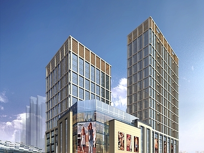 现代主义商业综合体 商业综合体 材质灯光全