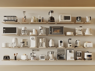 奶油风厨房用品 厨房电器 咖啡机 微波炉烤箱 破壁机 饮水机