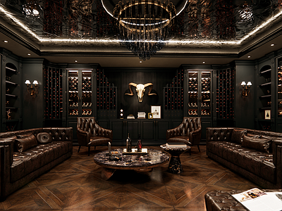 美式复古酒窖 私人商务会所 雪茄吧 红酒吧 私人会所
