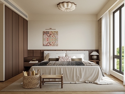 奶油风主卧 中古风卧室 主卧 次卧