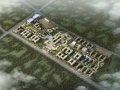 现代主义鸟瞰规划 产业园规划 场馆规划 学校规划