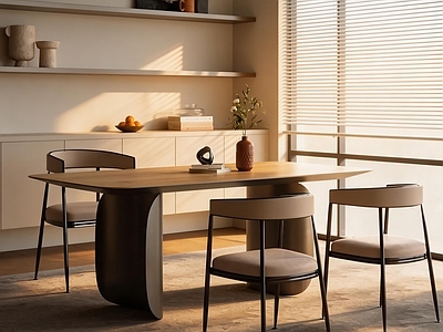 奶油风家居餐厅 餐厅  餐桌椅