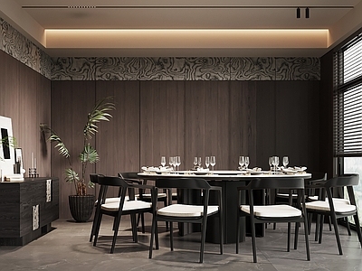 现代极简圆桌餐厅