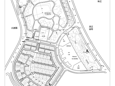 现代别墅建筑 别墅区总图 联排别墅 施工图