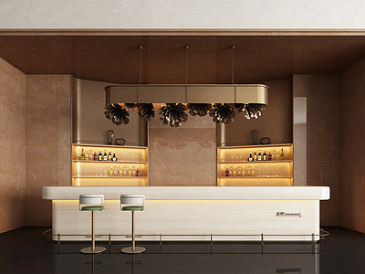 现代轻奢烟酒店 售楼处水吧台